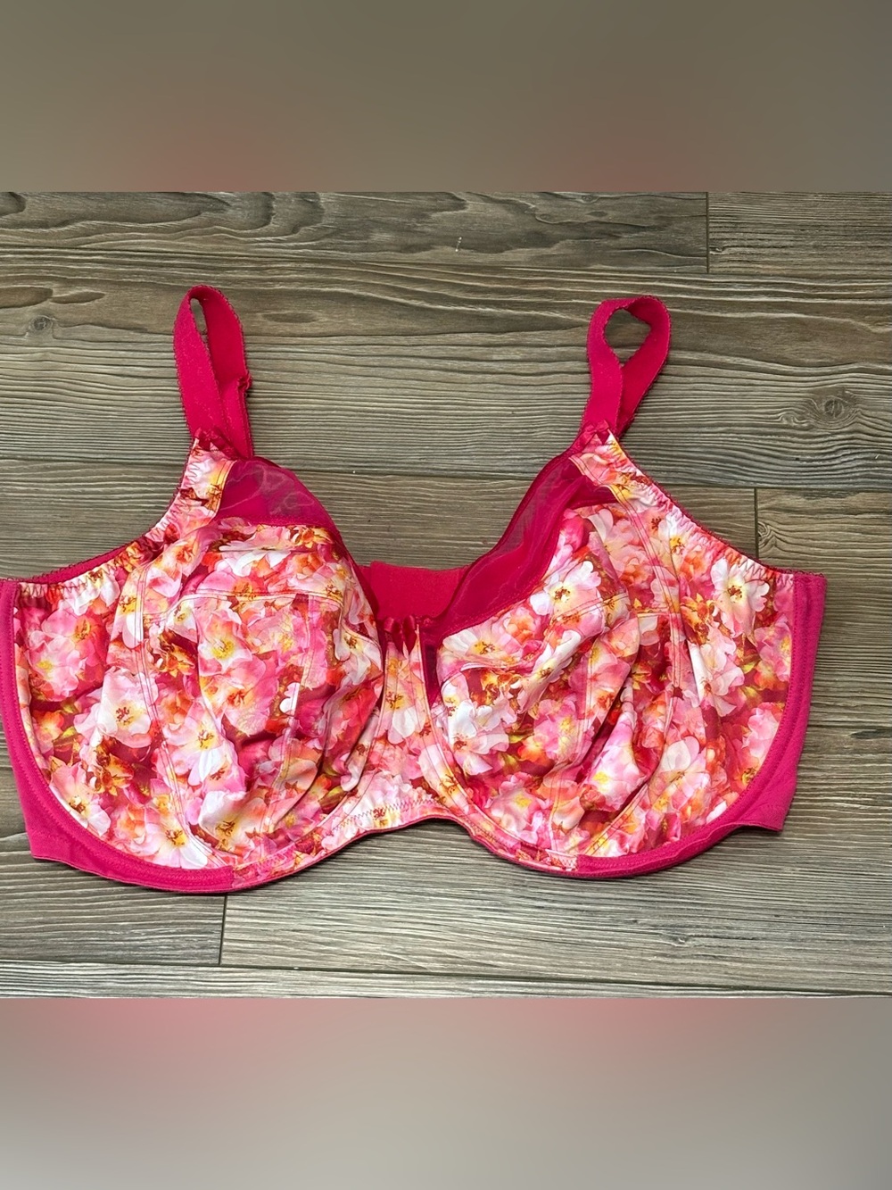 Goddess Kayla Hot Floral Pink Side Support Underwire Bra Size 44I US / 44G UK